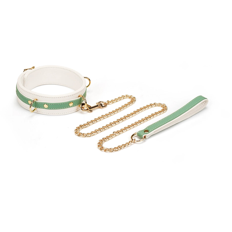 Fairy Green or Pink Leather Collar and Leash by Liebe Seele.