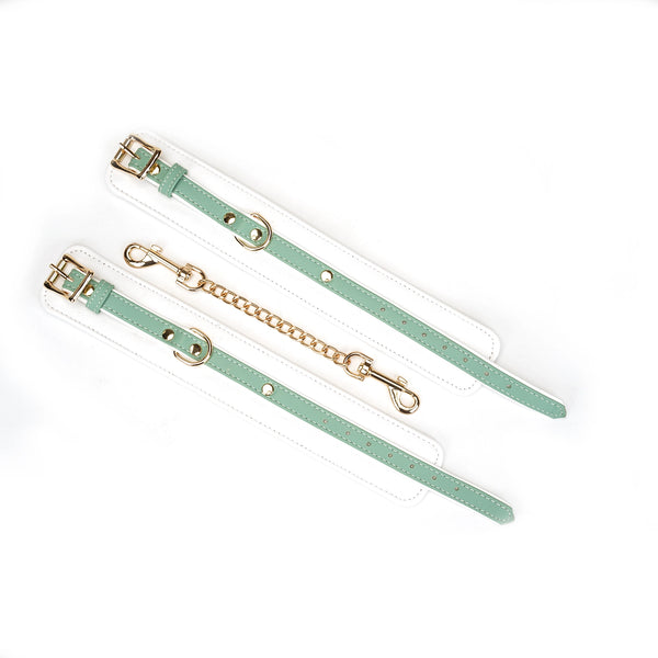 Fairy Green or Pink Leather Ankle Cuffs by Liebe Seele.