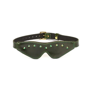Luxury Green Leather Blindfold with Gemstones by Liebe Seele