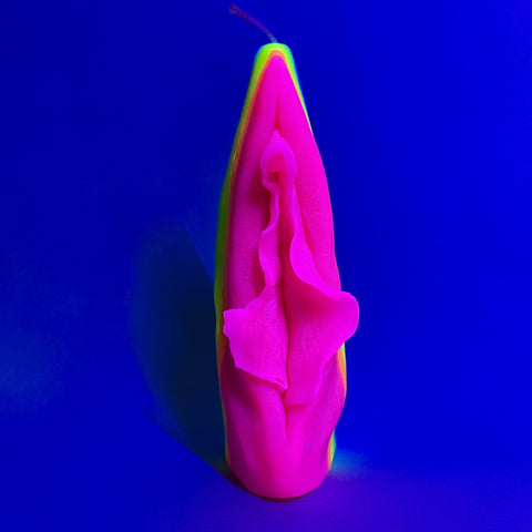 Handmade Pussy Candle Neon Rainbow