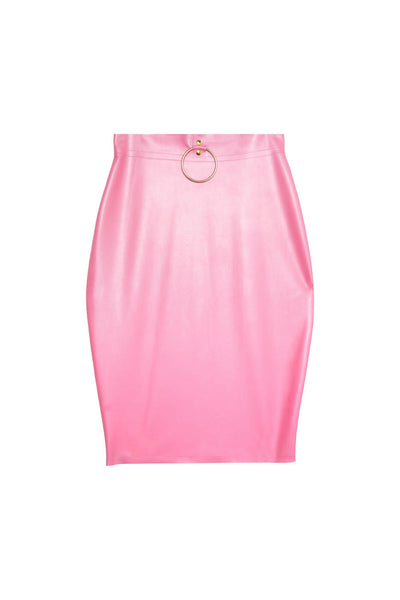 Imogen - Pink Latex Pencil Skirt by Bettie Page