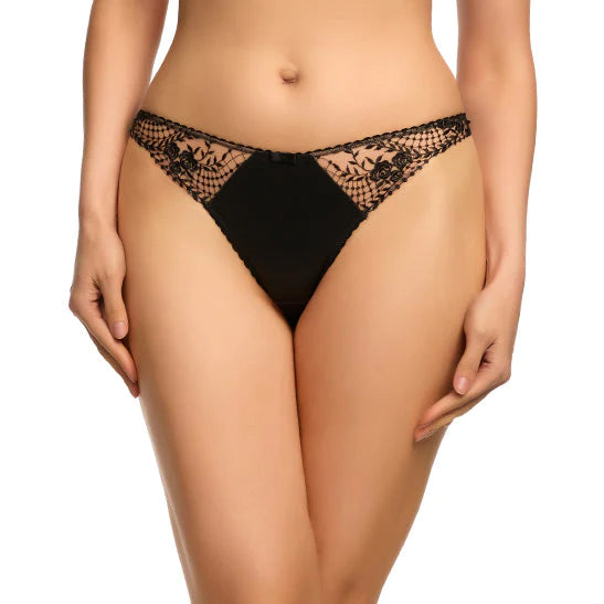 Julies Roses Black Thong