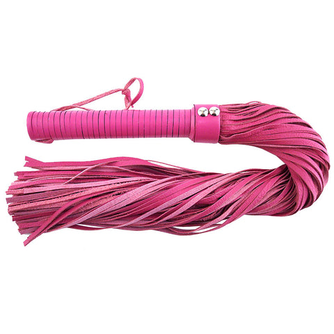 Large Leather Flogger in Pink / Red / Purple