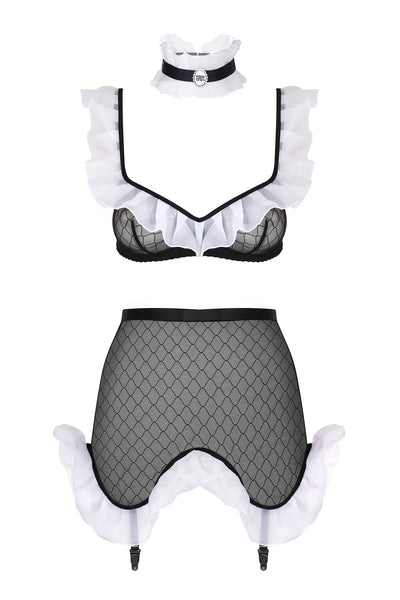 Maid in Heaven Bra, Girdle & Collar Set