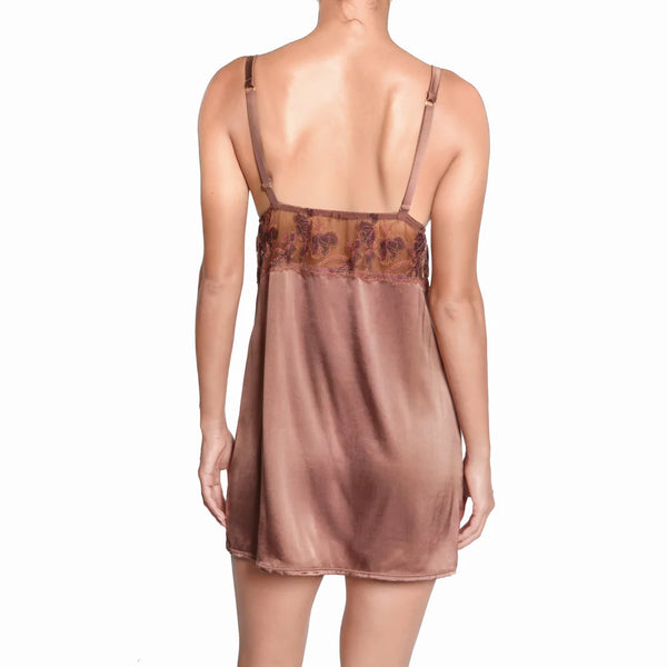 Prestige Poem Silk Chemise Slip in Chestnut by HUIT