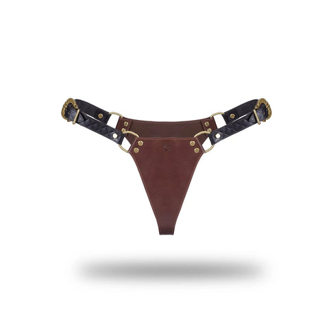 The Equestrian - Leather Panty with Gold Hardware