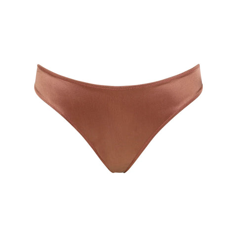 Prestige Poem Silk Tanga in Chestnut by HUIT