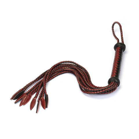 Black and Red Premium Leather Cat O' Nine Tails by Liebe Seele