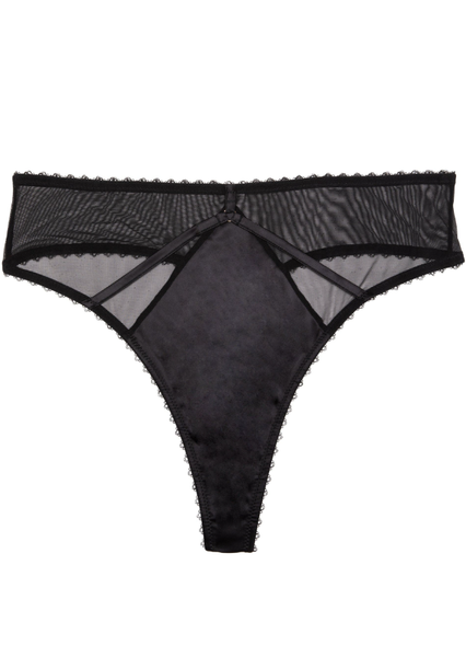 Playful Promises "Noelle Black Satin Strappy High Waist Thong"