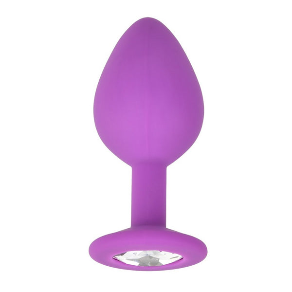 Loving Joy Jewelled Silicone Butt Plug Purple Medium
