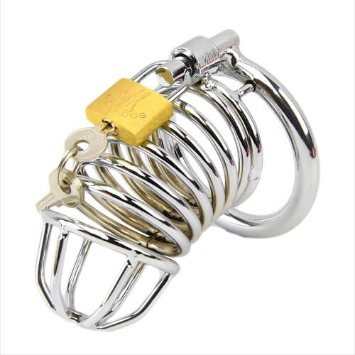 Spiral Stainless Steel Chastity Cock Cage with padlock