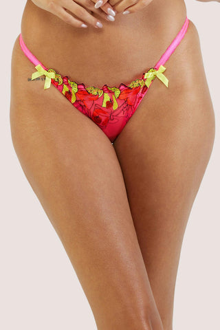 Magda Neon Pink Cocktail Embroidery Tanga Brief