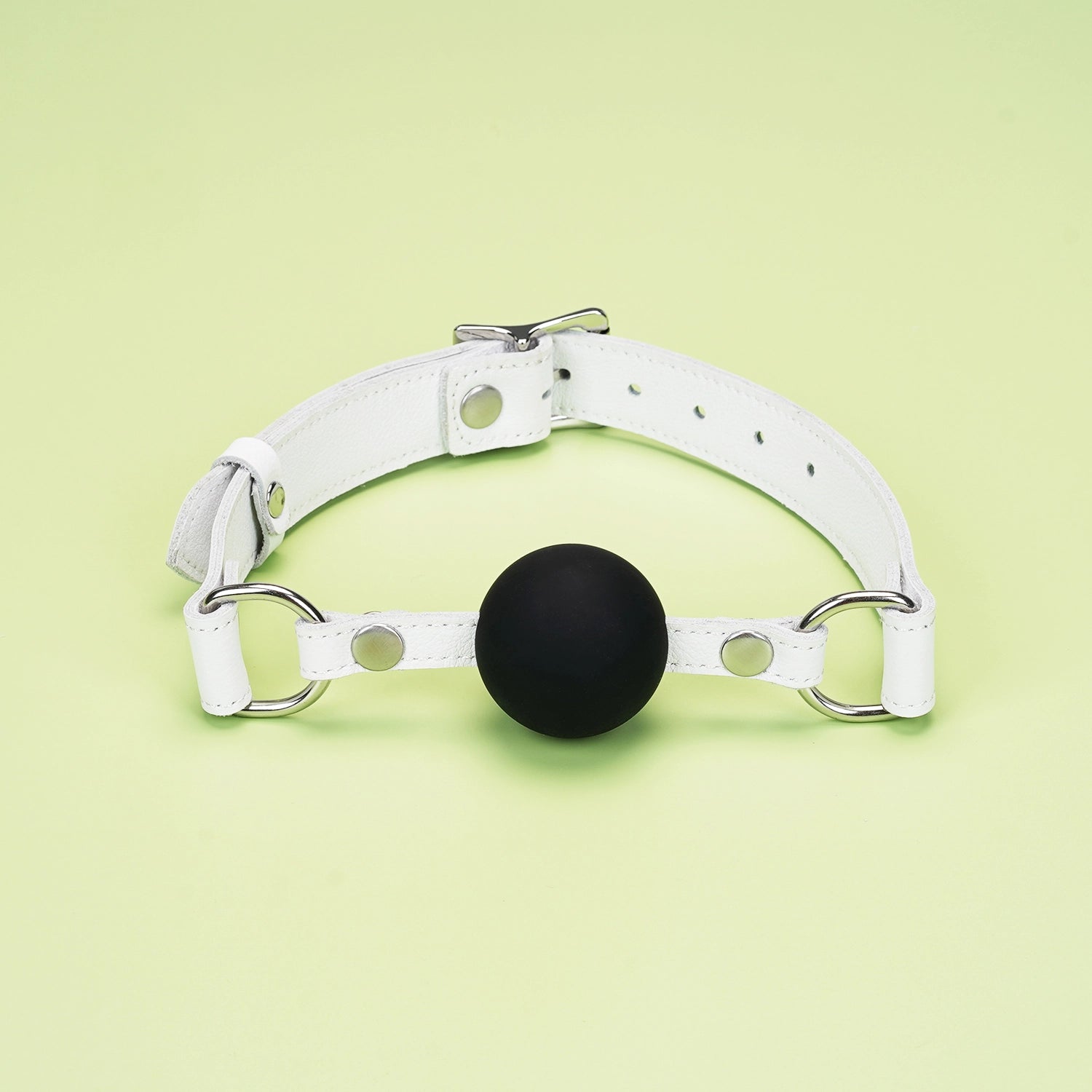 Fuji White Leather Ball Gag by Liebe Seele