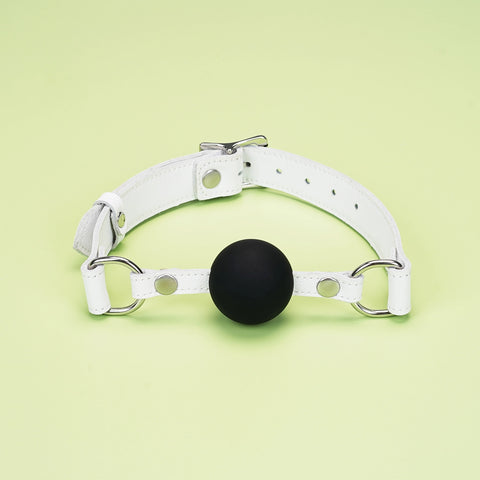 Fuji White Leather Ball Gag by Liebe Seele