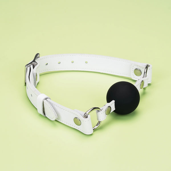 Fuji White Leather Ball Gag by Liebe Seele