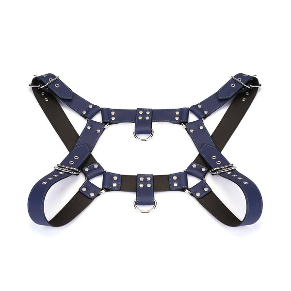 Cerulean Dominion: Blue Leather Chest Harness by Liebe Seele