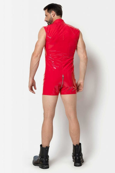Anders red vinyl playsuit by Patrice