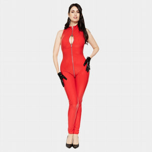 Angelica Vinyl Catsuit in Shiny Red