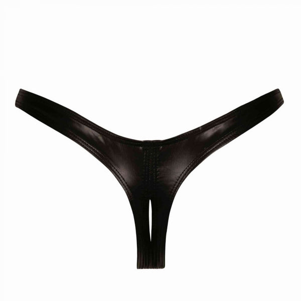 Annabelle Open Crotch Thong in Lacque