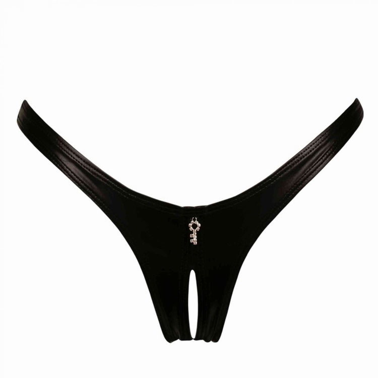 Annabelle Open Crotch Thong in Lacque