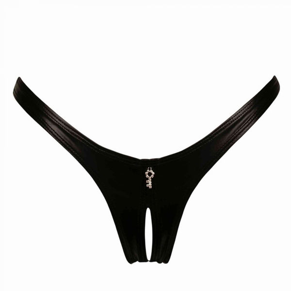 Annabelle Open Crotch Thong in Lacque