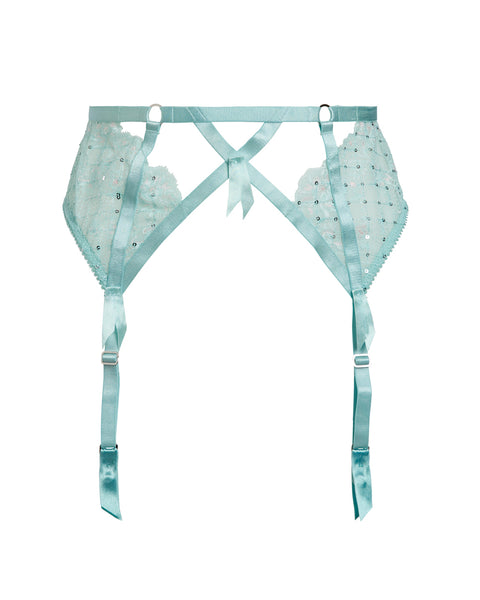 Last Few Sizes! Madame X Powder Blue Suspender Belt by Dita Von Teese