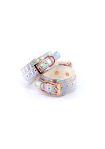 Silver Rainbow Holographic Bondage Ankle Cuffs