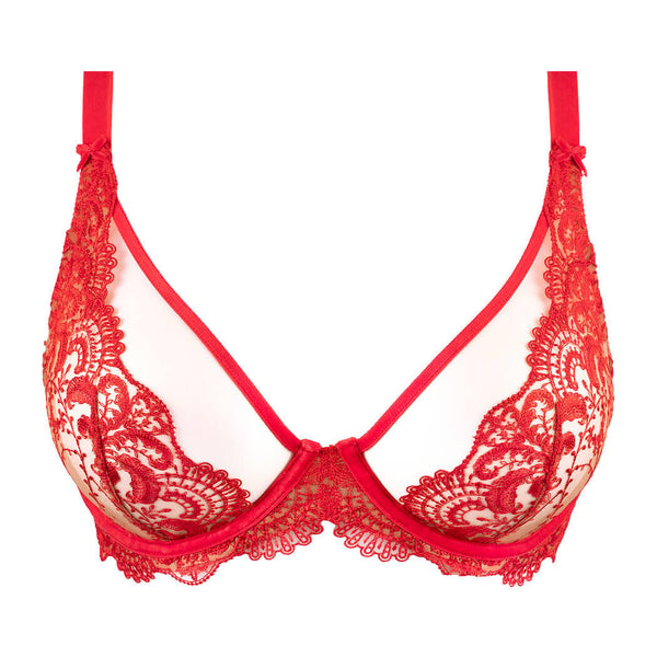 Nom de Plume Plunge Curve Bra in Flame by Dita Von Teese