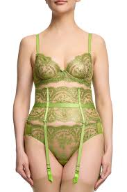 NEW! Severine Absinthe Foil Suspender Belt by Dita Von Teese