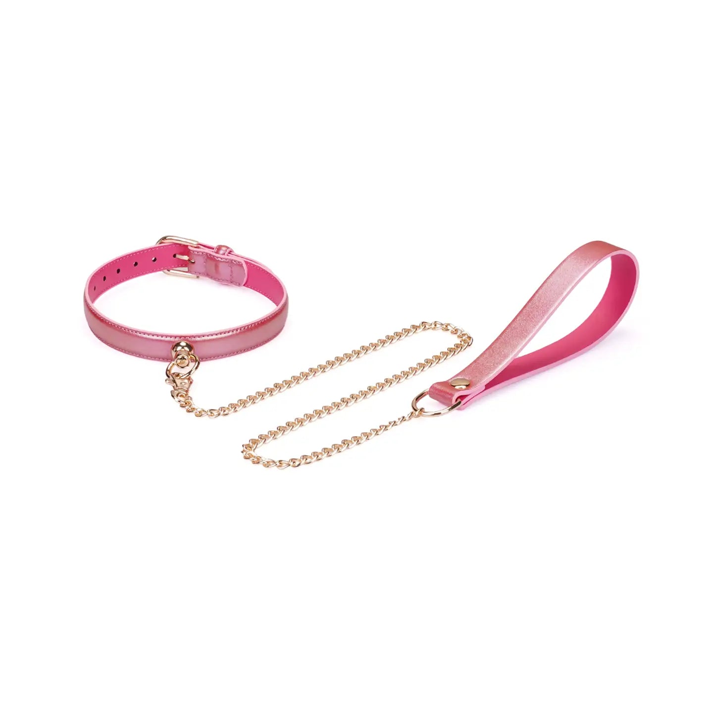 Lustre Rosa Pink Leather Collar & Leash by Liebe Seele