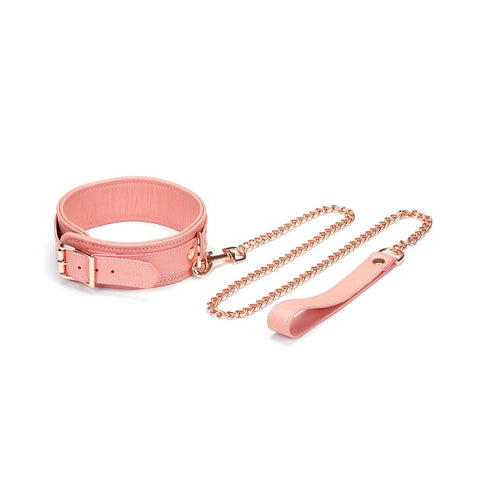Pink Dream Leather Collar with Leash by Liebe Seele