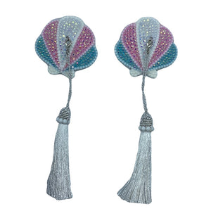Trans Pride Seashells Crystal Nipple Tassels with Detachable Tassels (LIMITED EDITION)