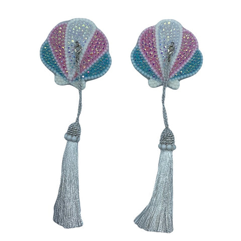 Trans Pride Seashells Crystal Nipple Tassels with Detachable Tassels (LIMITED EDITION)