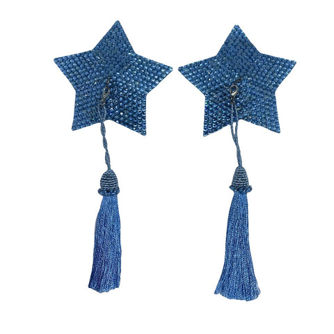 Blue Crystal Stars with Detachable Blue Tassels