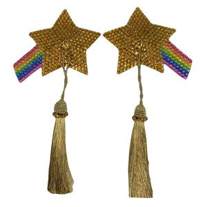 Shooting Star with Rainbow Crystal Nipple Tassels with Detachable Tassels