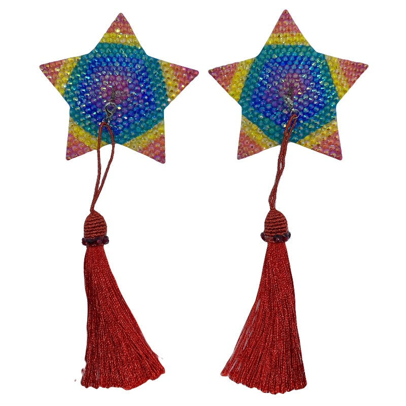 Rainbow Crystal Star Nipple Tassels with Detachable Tassels (LIMITED EDITION)