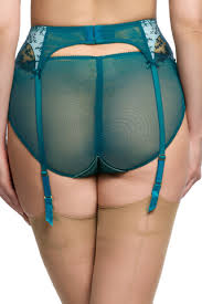 NEW! Victresse Kingfisher Blue Foil Suspender Belt by Dita Von Teese