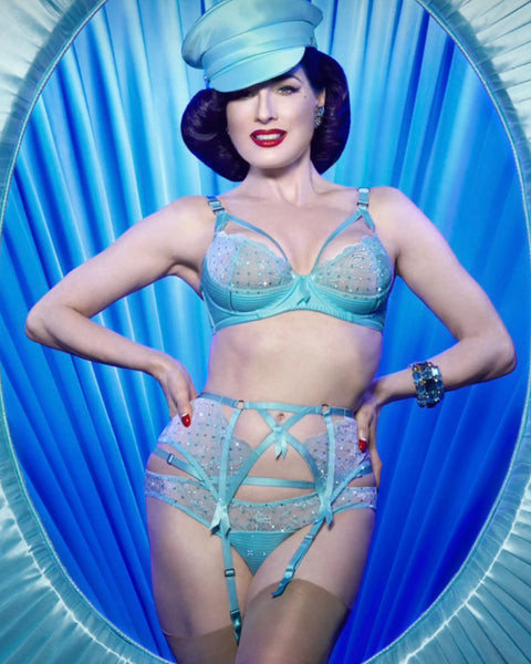 Last Few Sizes! Madame X Powder Blue Thong by Dita Von Teese