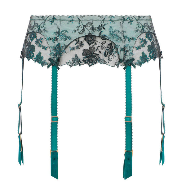 NEW! Victresse Kingfisher Blue Foil Suspender Belt by Dita Von Teese