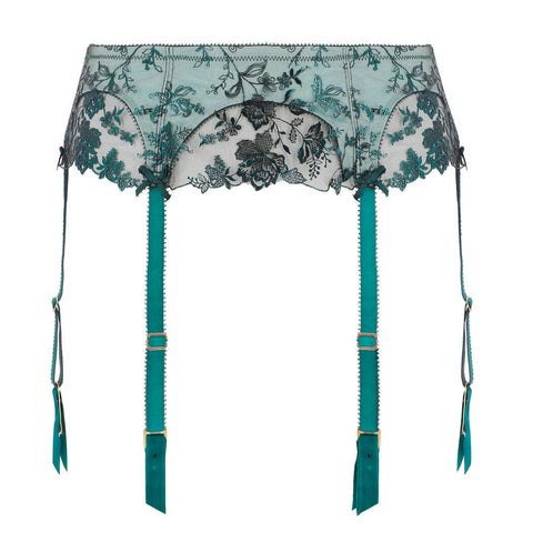NEW! Victresse Kingfisher Blue Foil Suspender Belt by Dita Von Teese