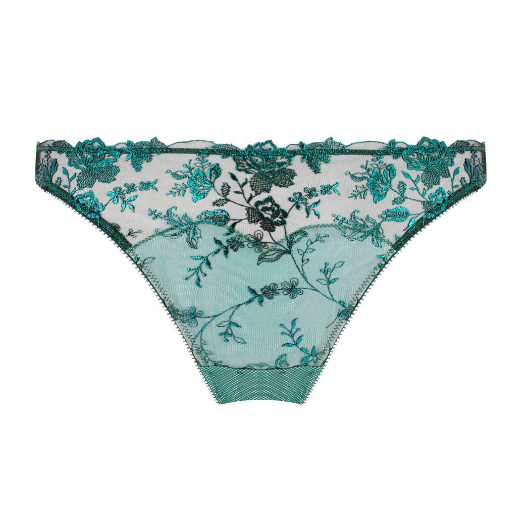 NEW! Victresse Kingfisher Blue Foil Thong by Dita Von Teese