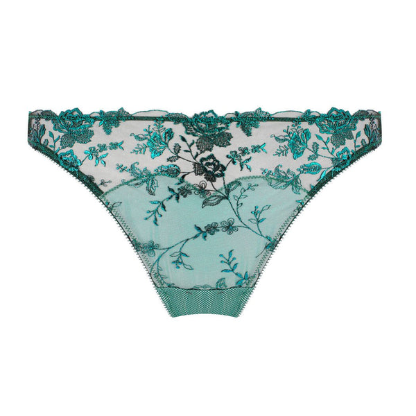 NEW! Victresse Kingfisher Blue Foil Thong by Dita Von Teese