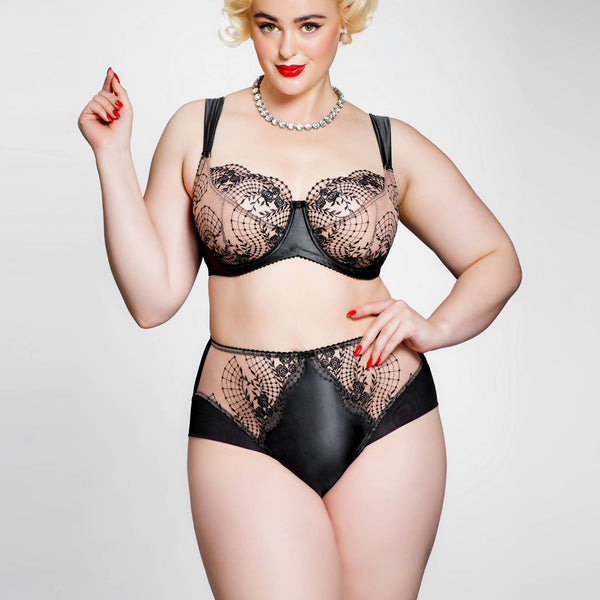 Julie's Roses Black High Waist Knicker