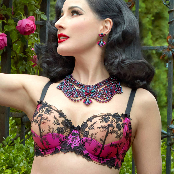 Victresse Black & Fuschia Bra by Dita Von Teese