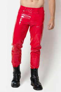 Shawn red vinyl trousers by Patrice