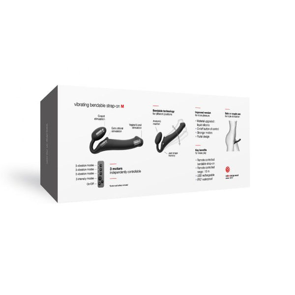 NEW - Strap On Me - Vibrating Bendable Strap-On - M - Black