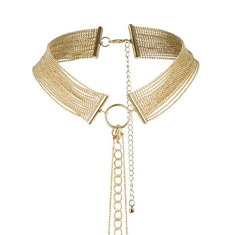 Bijoux Metallic Chain Choker Harness Gold
