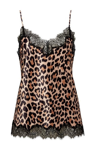 Sainted Sisters Silk Eyelash Lace Cami (Leopard)