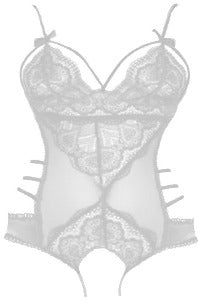 White Paris Lace Open Crotch Body