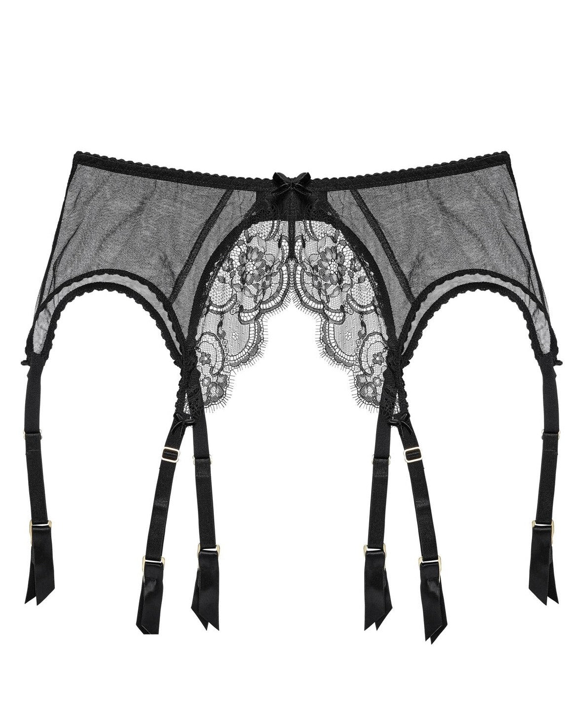 Muse Black Mesh Suspender Belt